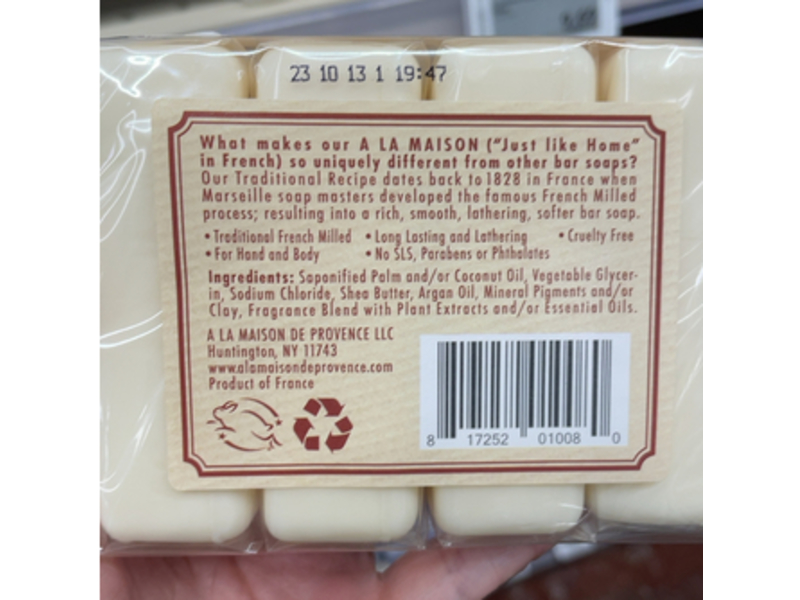 A La Maison De Provence Oat Milk Hand & Body Soap with Shea Butter & Argan Oil, 3.5 oz/100 g, 4 Count