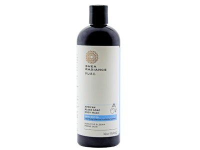 Shea Radiance P.U.R.E. African Black Soap Body Wash, Purifying Charcoal + Colloidal Oatmeal, 16 oz/454 mL