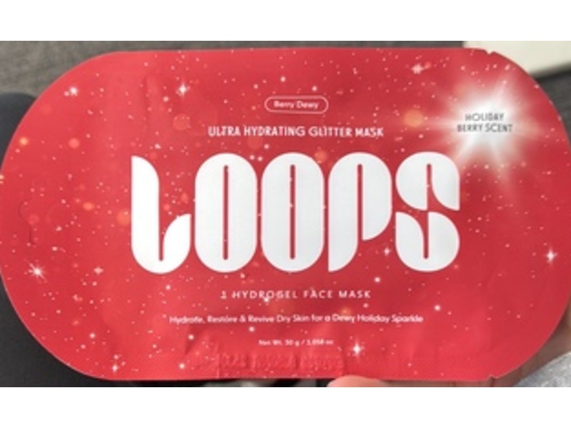 Loops Ultra Hydrating Glitter Mask, Berry Dewy, 1.058 oz/30 g