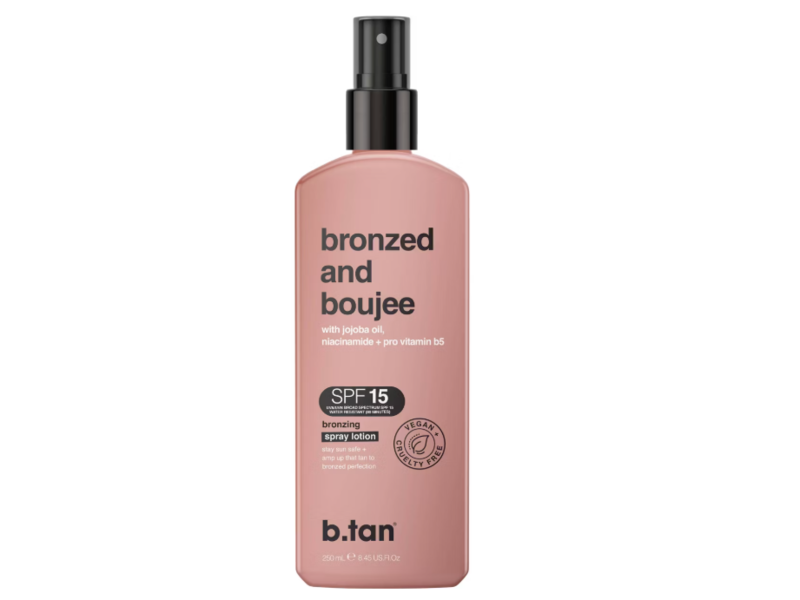 b.tan Bronzed And Boujee Bronzing Spray Lotion, SPF 15, 8.45 fl oz/250 mL