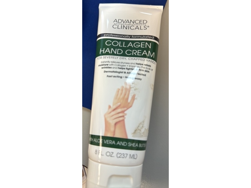 Advanced Clinicals Collagen Hand Cream, Aloe Vera & Shea Butter, 8 fl oz/237 mL