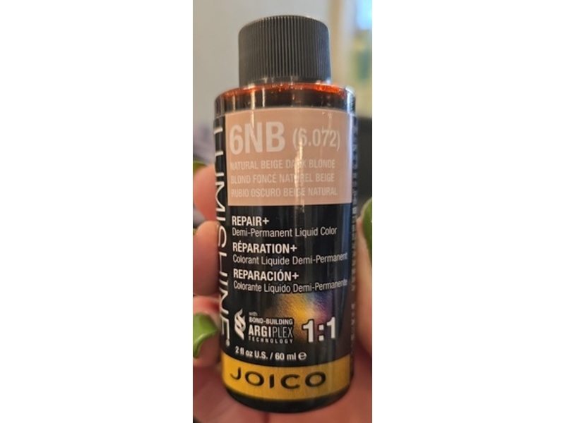 Joico Lumishine Repair+ Demi-Permanent Liquid Color, Natural Beige Dark Blonde, 6 NB (6.072), 2 fl oz/60 mL