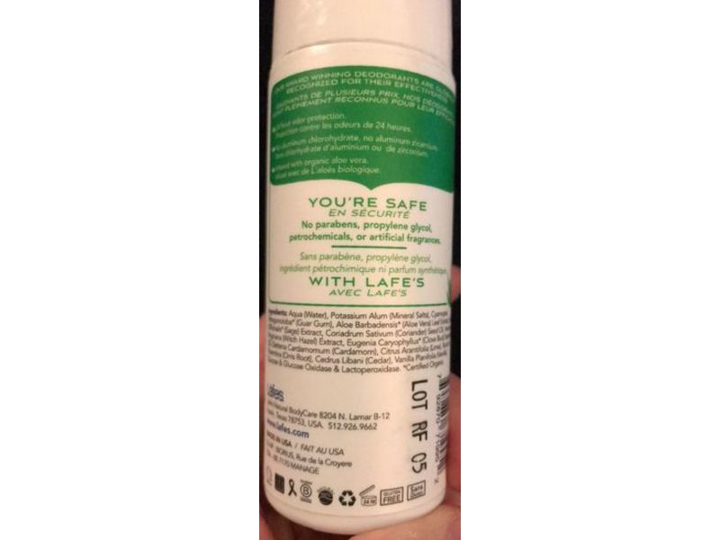 Lafe's 24-Hour Protection Roll On Deodorant, Fresh, 2.5 fl oz/73 mL