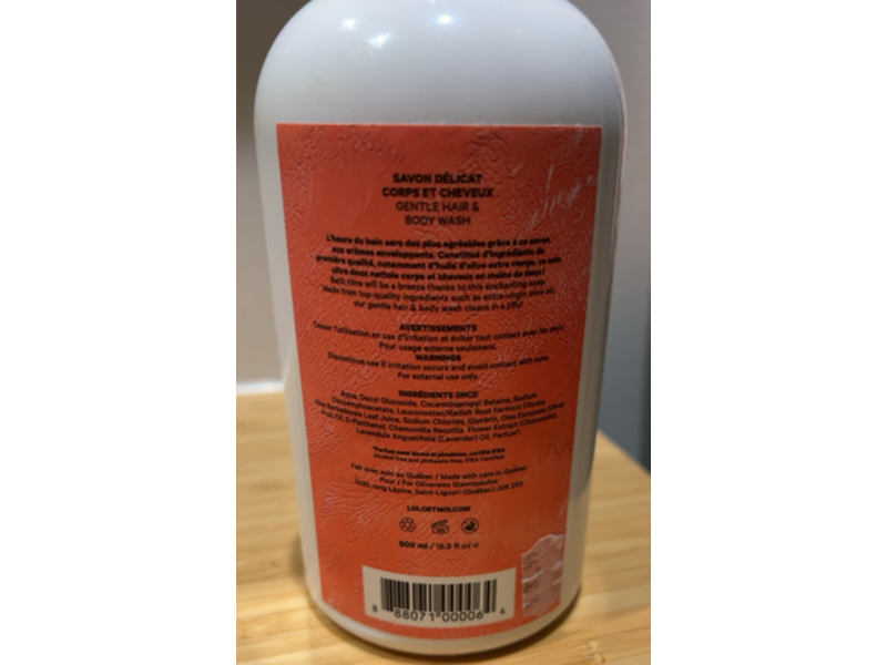Lolo Et Moi Gentle Hair & Body Wash, Olive Oil, 16.9 fl oz/500 mL