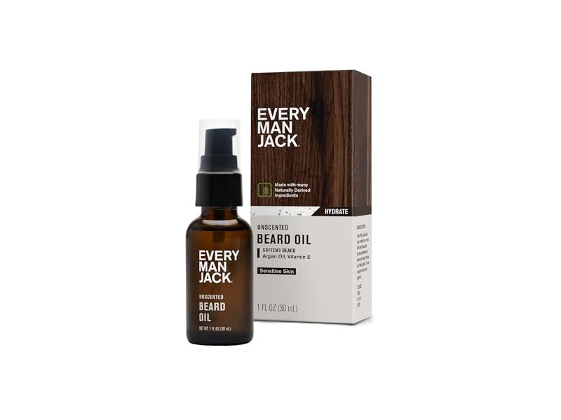 Every Man Jack Beard Oil, Unscented, 1 fl oz/30 mL