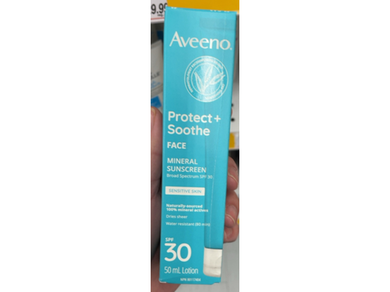 Aveeno Protect + Soothe Mineral Sunscreen, SPF 30, 50 mL