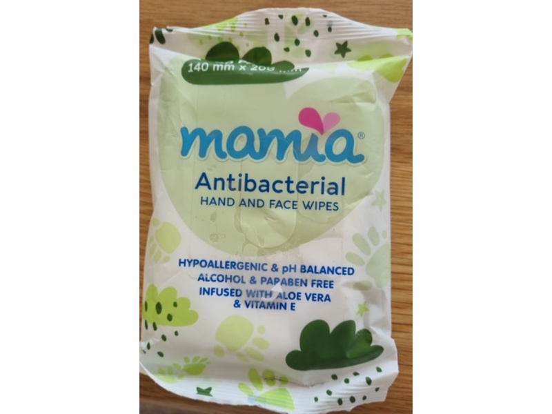Mamia Antibacterial Hand & Face Wipes, 20 Count