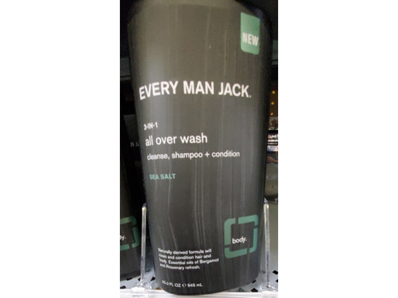 Every Man Jack 3-In-1 All Over Wash, Sea Salt, 32.0 fl oz/945 mL, Pack Of 2