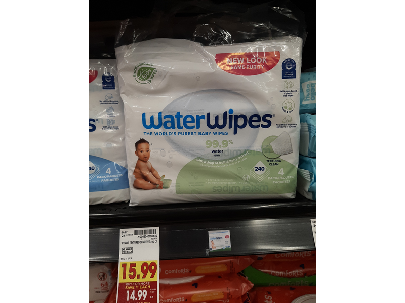 Waterwipes Hand, Face, Baby Textured Wipes, 60 Count, Pack Of 4