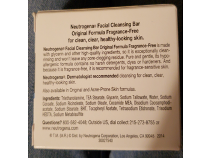 Neutrogena Original The Transparent Facial Bar, Fragrance Free, 3.5 oz/100 g