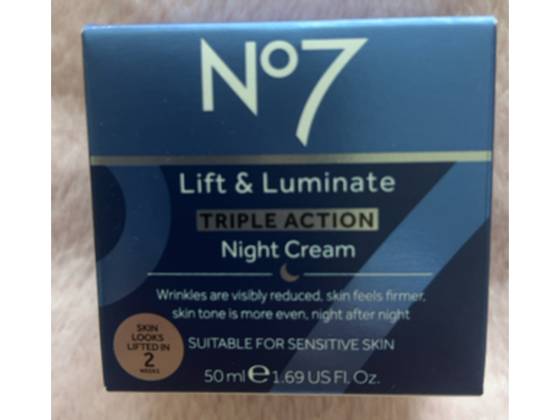 No7 Lift & Luminate Triple Action Night Cream, 1.69 fl oz/50mL
