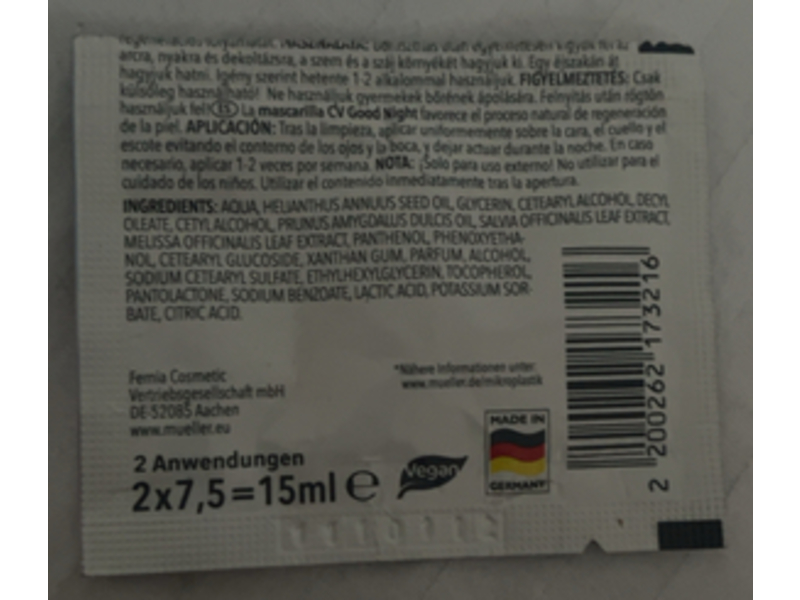 Cadea Vera Good Night Mask, 15 mL