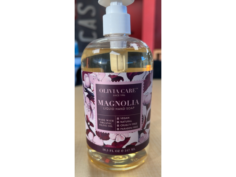 Olivia Care Magnolia Liquid Hand Soap, Organic Olive Oil, 18.5 fl oz/547 mL