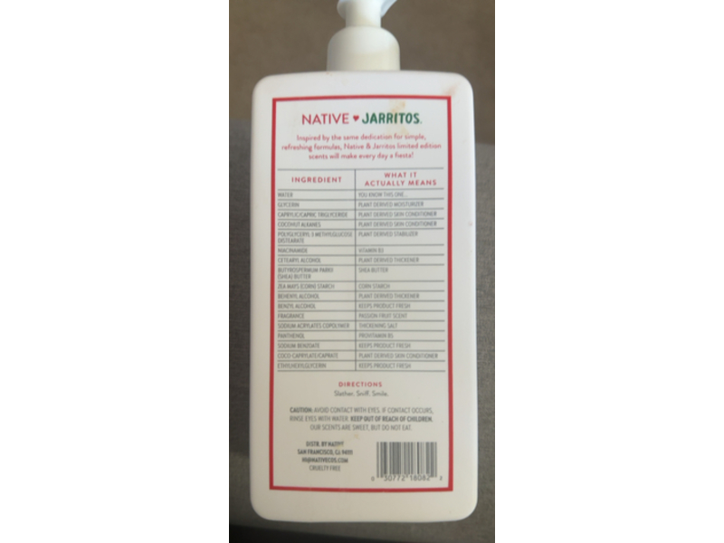 Native Jarritos Moisturizing Lotion, Passion Fruit, 16.5 fl oz/487 mL