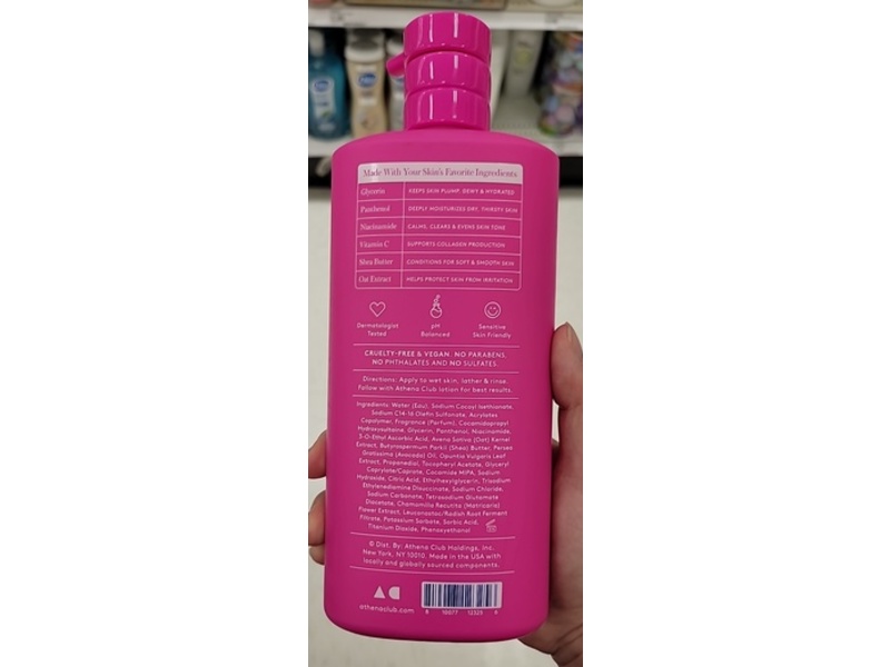 Athena Club Skin Replenishing Body Wash, Super Pink, 18 fl oz/532 mL