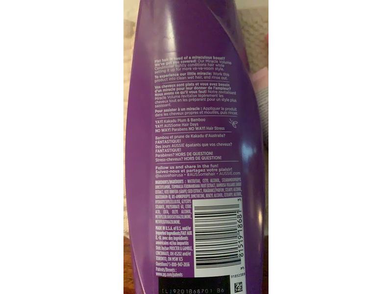Aussie Miracle Volume Conditioner, Bamboo & Australian Kakadu Plum, 12.1 fl oz/360 mL