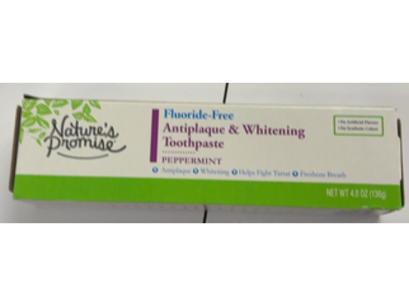 Nature's Promise Antiplaque & Whitening Toothpaste, Peppermint, 4.8 oz/136 g