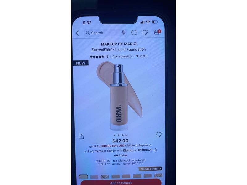 Makeup By Mario Surreal Skin Liquid Foundation, Fair 1C, 1 oz/30 mL