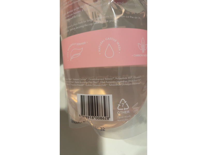 Freshwater Farm Hand Wash, Rosewater & Pink Clay, 1 L