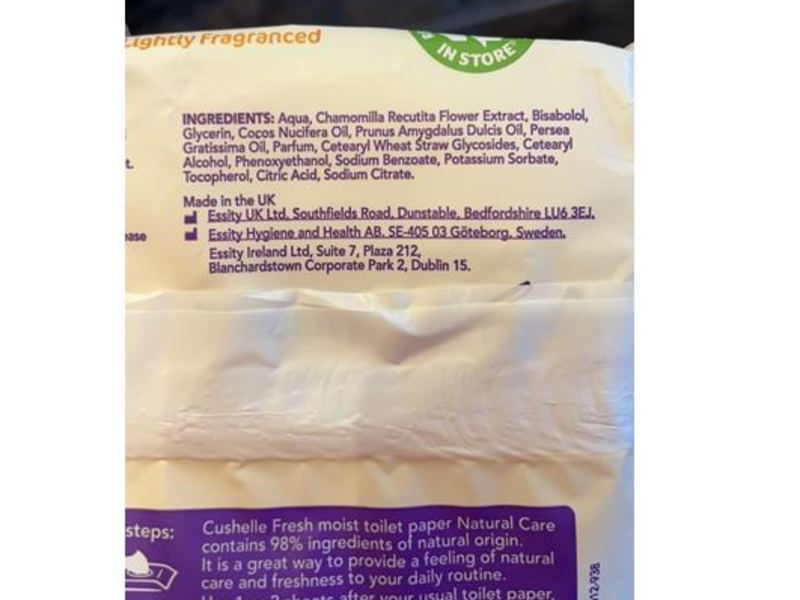 Cushelle Fresh Natural Care Moist Toilet Paper Wipes with Chamomile Extract, 42 Count