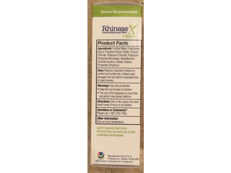 Rhinase Lubricating Nasal Mist, Xylitol, 30 mL