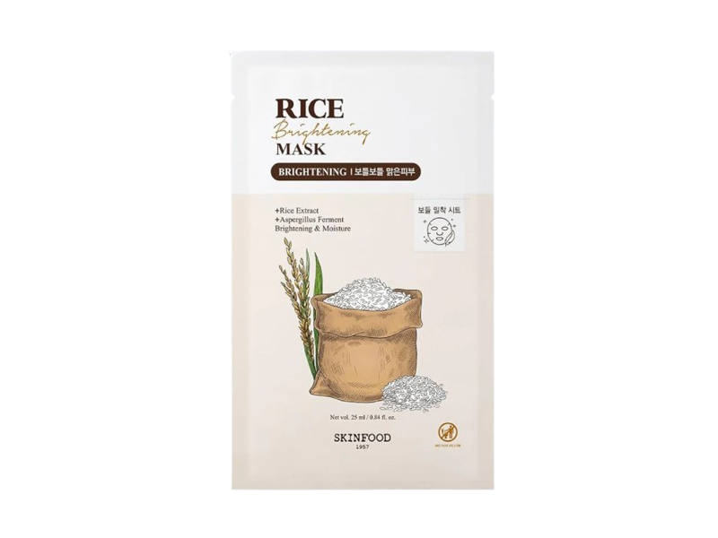 Skinfood Rice Brightening Mask, Rice Extract + Aspergillus Ferment, 0.84 fl oz/25 mL