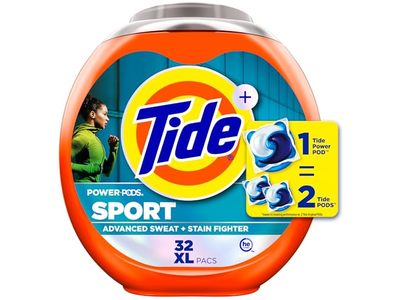 Tide+ Power Pods Sport Laundry Detergent Pacs, 51 oz/1.46 kg, 32 Count