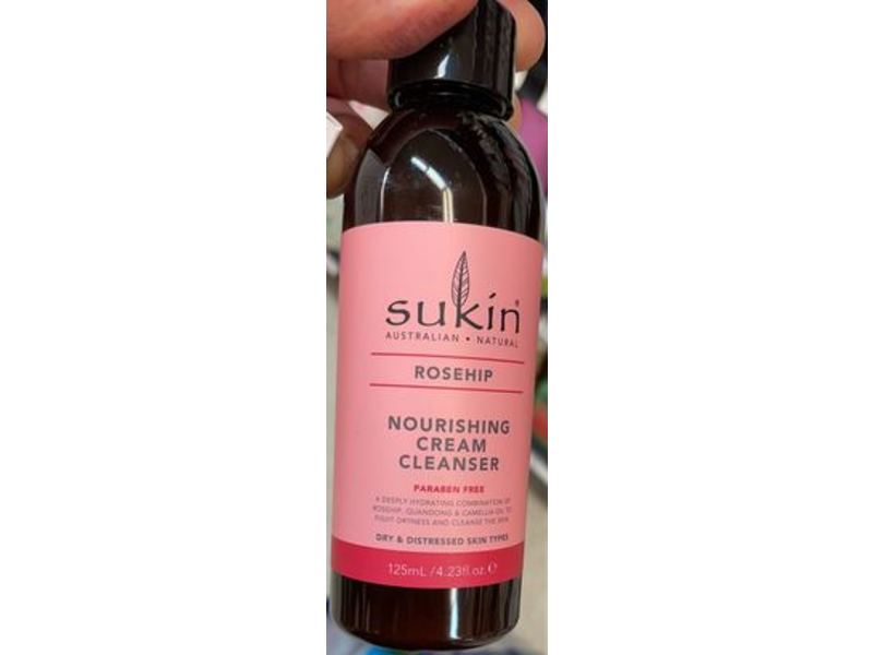 Sukin Nourishing Cream Cleanser, Rosehip, Paraben Free, 4.23 fl oz/125 mL