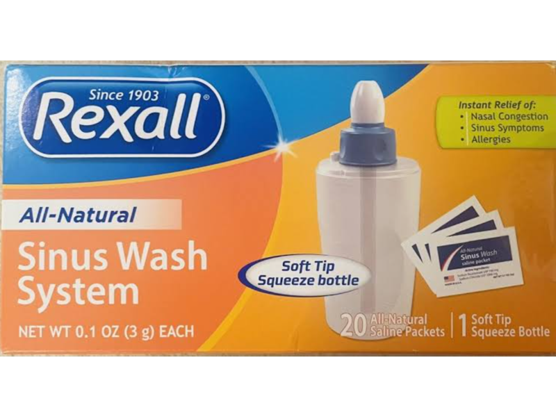 Rexall All-Natural Sinus Wash System, 0.1 oz/3 g, Pack Of 20