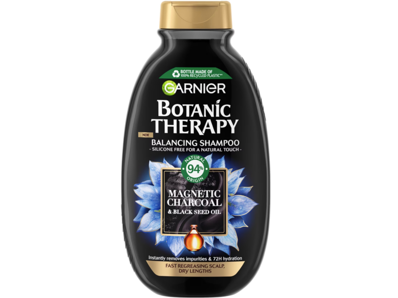 Garnier Botanic Therapy Balancing Shampoo, Magnetic Charcoal & Black Seed Oil, 400 mL