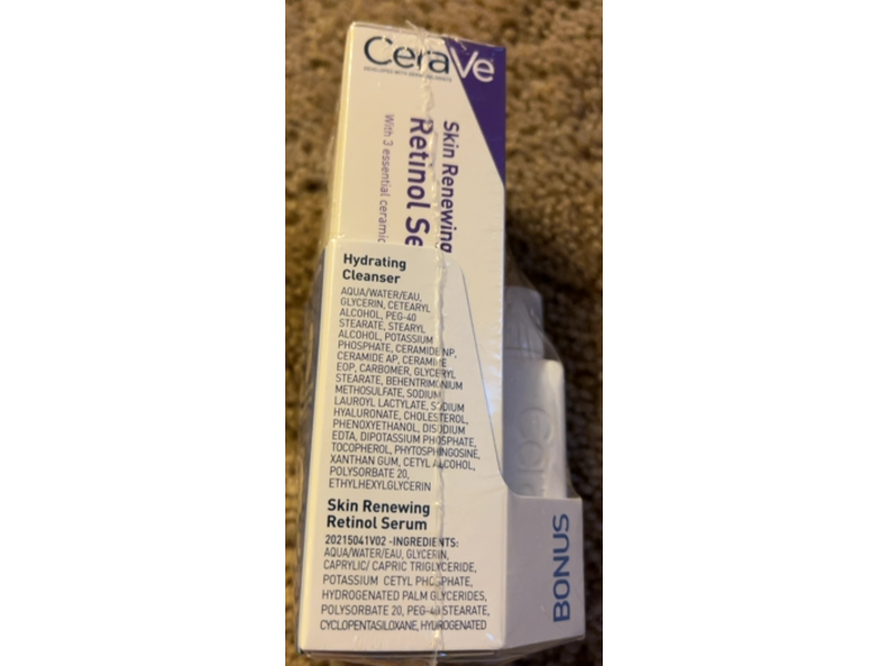 CeraVe Skin Renewing Retinol Serum & Hydrating Facial Cleanser, 1 fl oz/29 mL