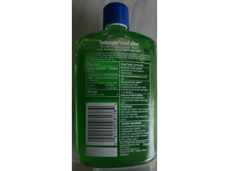 Solarcaine Burn Relief Gel, Cool Aloe, 8 fl oz/226 g