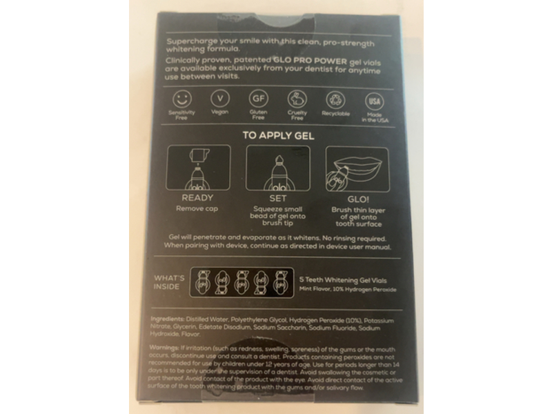 Glo Science Pro Power Teeth Whitening Gel Vials, 0.1 oz, 5 Count