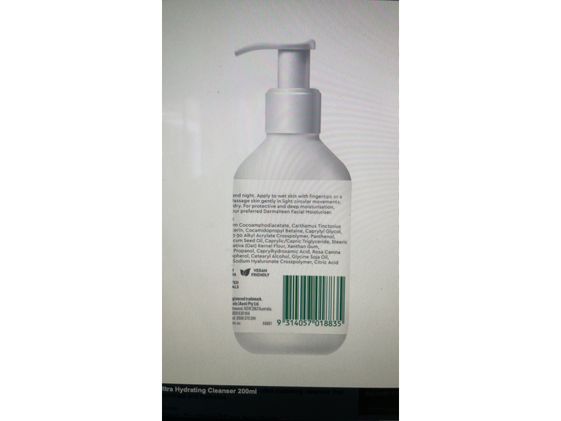 Dermaveen Face Ultra Hydrating Cleanser, Hyaluronic Acid, 200 mL