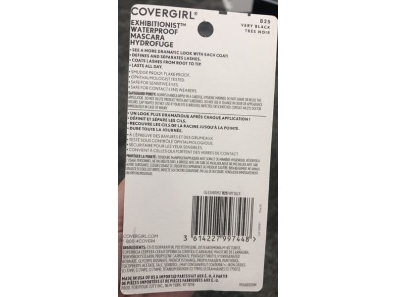 Covergirl Exhibitionist Mascara, 825 Very Black, Waterproof, 0.3 fl oz/9 mL