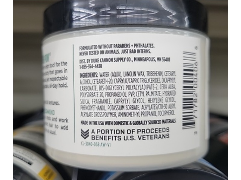 Duke Cannon Supply Co. Dry Hold Texture Putty Hair Cream, 4.6 oz/130 g