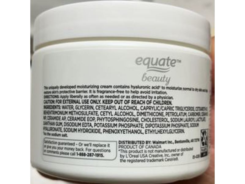 Equate Beauty Moisturizing Cream, Hyaluronic Acid, Hand & Body, 12 oz/340 g