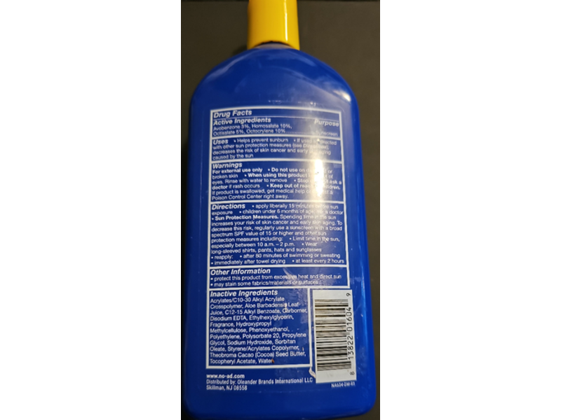 NO-AD Sunscreen Lotion, SPF 85,16 fl oz/473 mL
