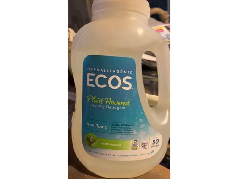 ECOS Plant Powered Laundry Detergent, Lemongrass, 50 Loads