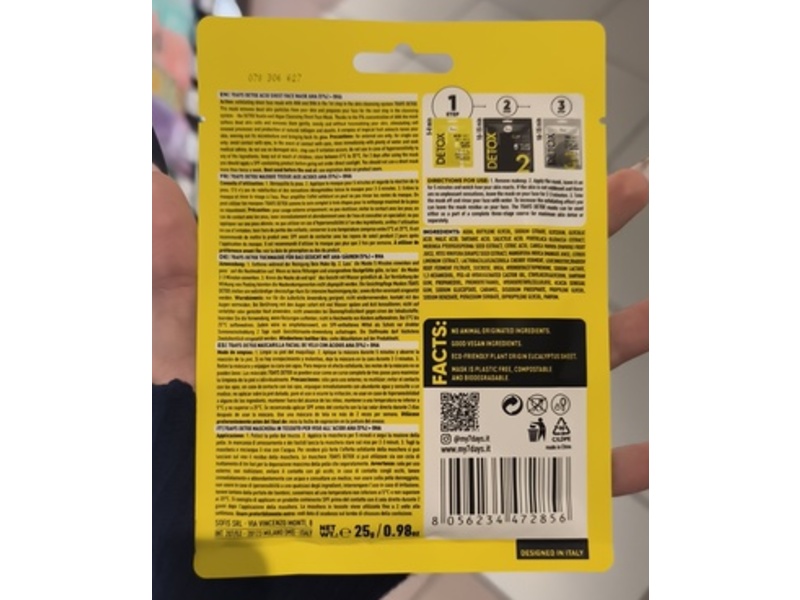 Detox Acid Sheet Face Mask, 0.98 oz/25 g