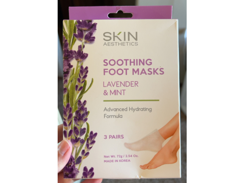 Skin Aesthetics Soothing Foot Mask, Lavender & Mint, 2.54 oz/72 g, 3Pairs