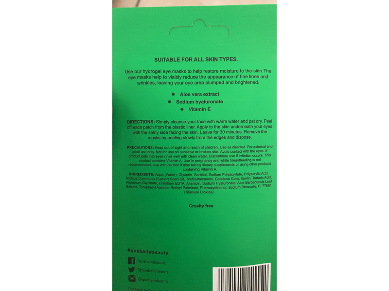 Que Bella Professional Moisturizing Gel Eye Masks, 3 Count