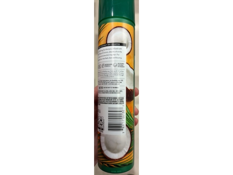 Suave Refreshing Dry Shampoo, Sweet Coconut, 4.3 oz/121 g, Pack Of 12