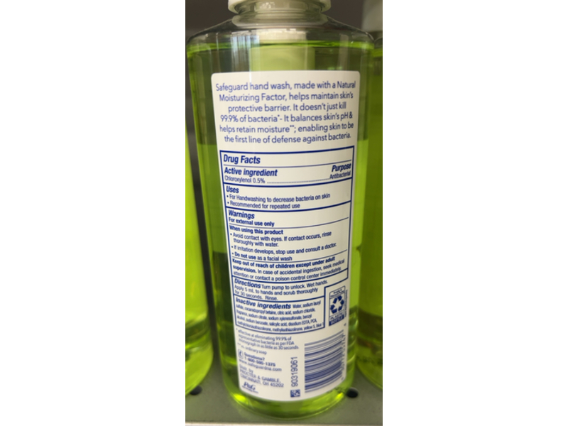 Safeguard Chloroxylenol Antibacterial Hand Wash, Notes of Aloe, 15.5 fl oz/458 mL