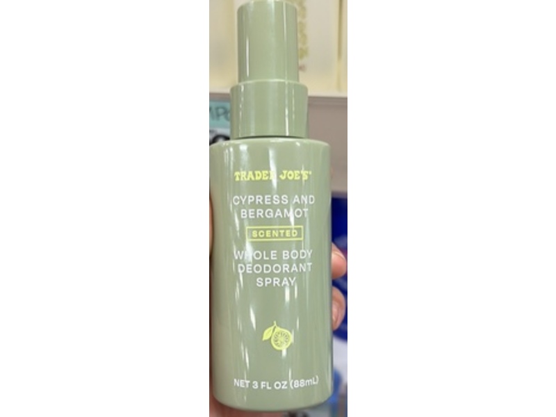 Trader Joe's Whole Body Deodorant Spray, Cypress & Bergamot, 3 fl oz/88 mL