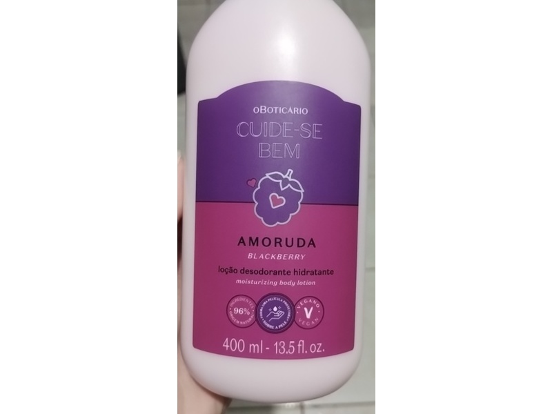 Oboticario Cuide Se Bem Body lotion, Amoruda Blackberry, 13.5 fl oz/400 mL
