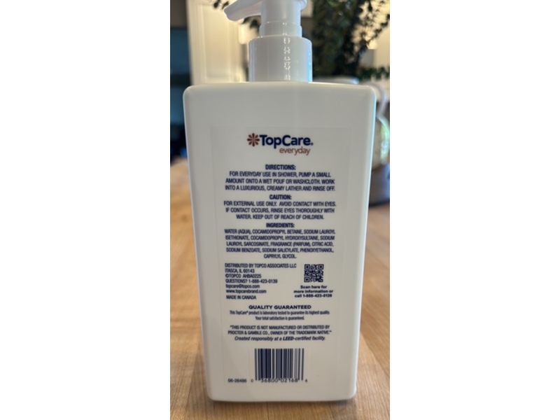 Topcare Everyday Gentle & Moisturizing Body Wash, Coconut & Vanilla, 18 fl oz/532 mL