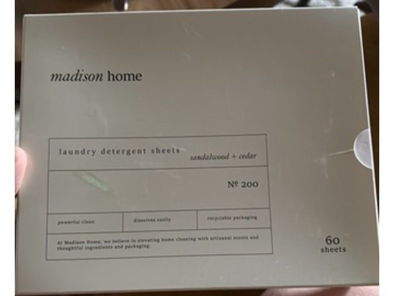 Madison Home Laundry Detergent Sheets, Sandalwood + Cedar, No 200, 60 Count