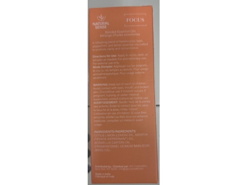 Natural Sense Blended Essential Oils Roll On, Focus, 0.33 fl oz/10 mL
