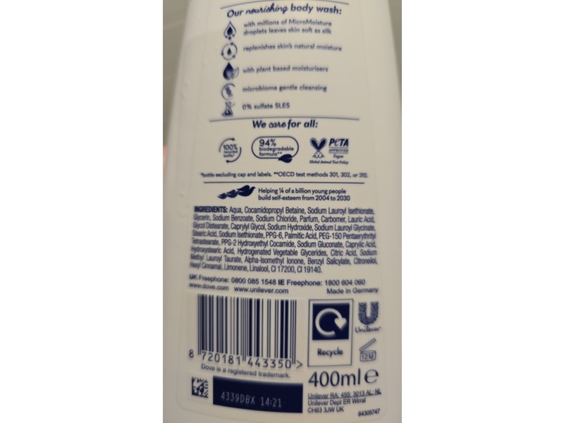 Dove Nourishing Silk Body Wash, 400 mL, Pack Of 6